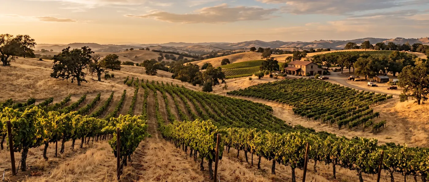 Vineyards over rolling gold-country hills in Amador County -- Scharf Law, P.C. serves families across Amador County.