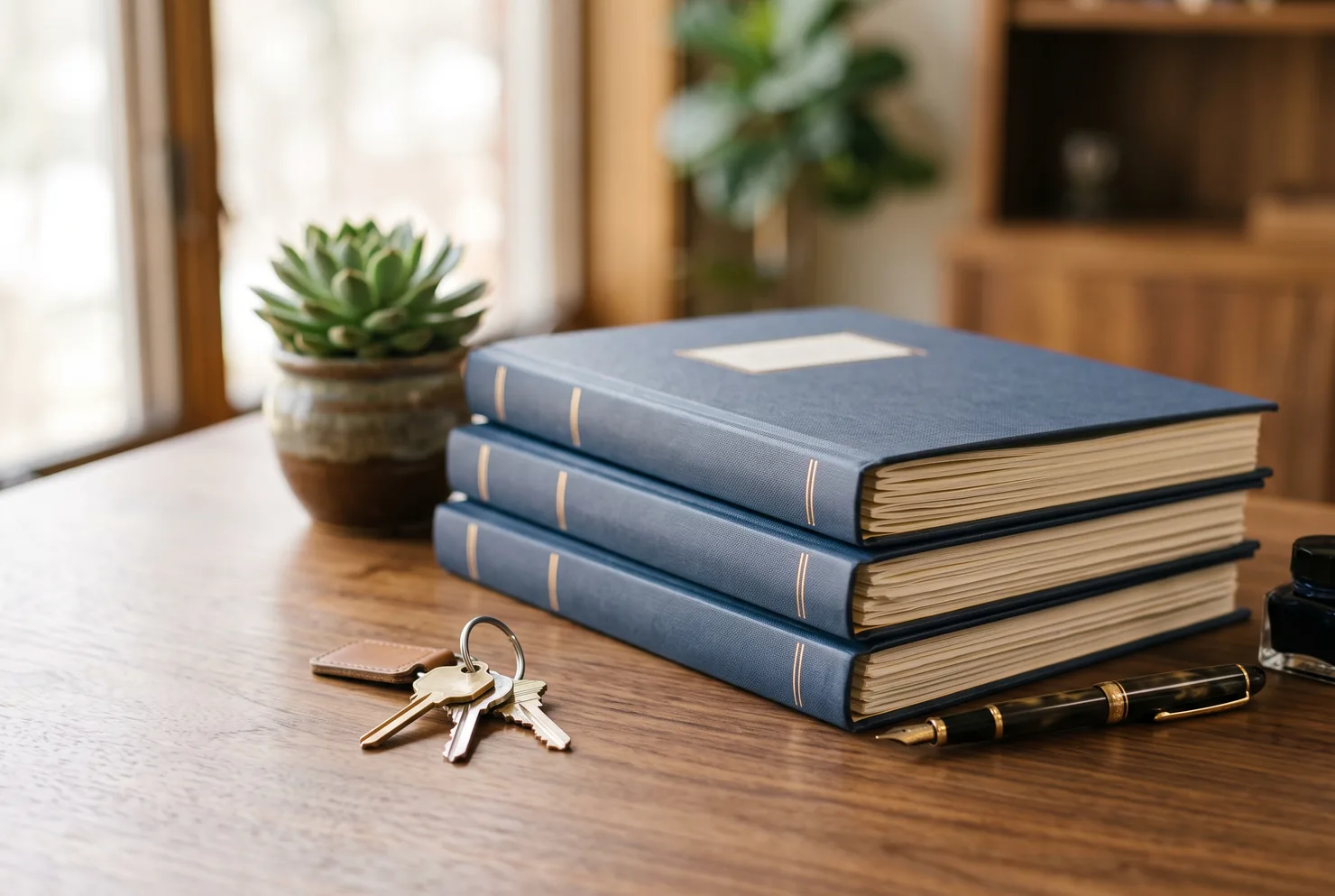 House keys and organized financial folders on a desk -- property and debt division handled by Scharf Law, P.C.